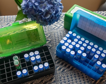 Homeopathy Tube Storage Box – Boiron Remedy Container, 50 Tube Capacity (Green/Black)