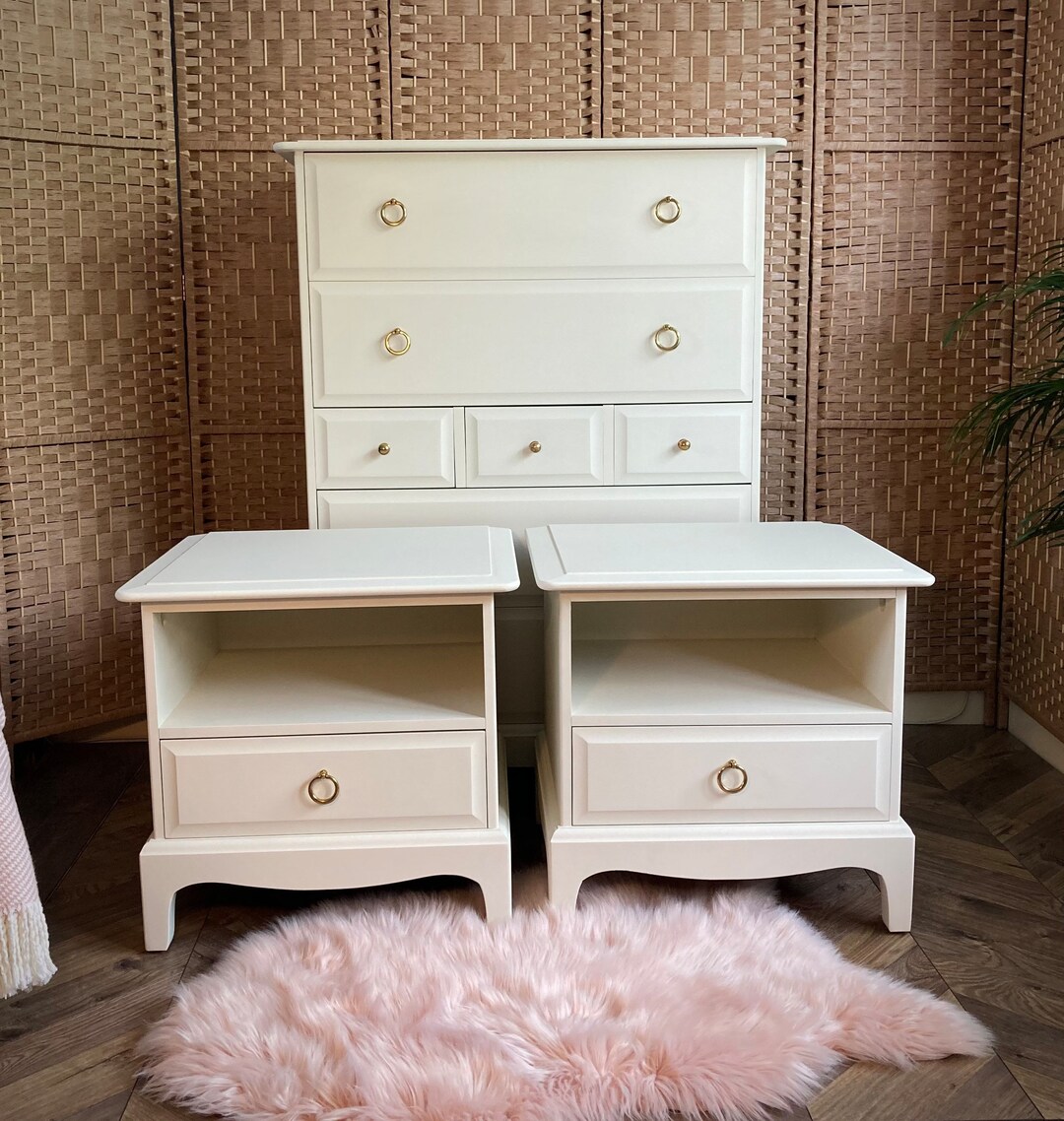 Vintage Stag Minstrel Tallboy Chest of Drawers & Pair of Matching Tall