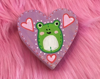 Wendy the Frog Squishmallow Wooden Heart Wall Plaque