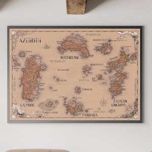 Digital World of Warcraft Midnight (Azeroth) vintage map poster