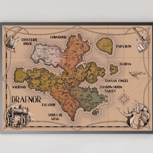 Draenor World of Warcraft Vintage kaart