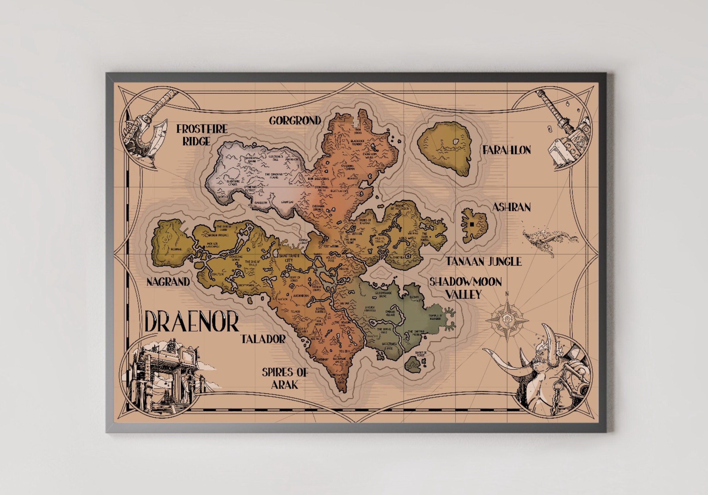 Draenor World of Warcraft Vintage Map - Etsy