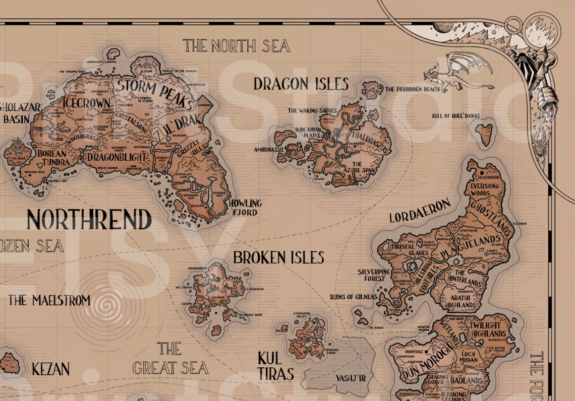 Digital Azeroth World of Warcraft the War Within Vintage Map Poster - Etsy