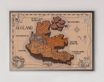 Outland World of Warcraft Vintage Map