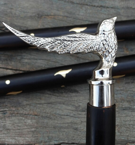 Brass Parrot Handle Antique Victorian Walking Cane Handmade Wooden Stick Gift Brass Parrot Handle Antique Victorian Walking Cane Handmade Wooden Stick Gift
