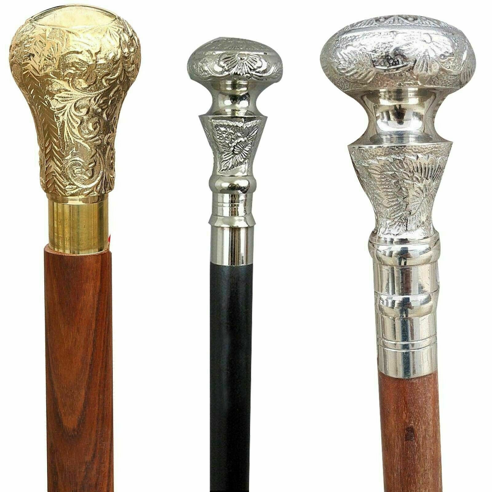 Brass Knob ANTIQUE Handle Victorian Look Wooden Nautical Walking Cane Stick Gift Brass Knob ANTIQUE Handle Victorian Look Wooden Nautical Walking Cane Stick Gift