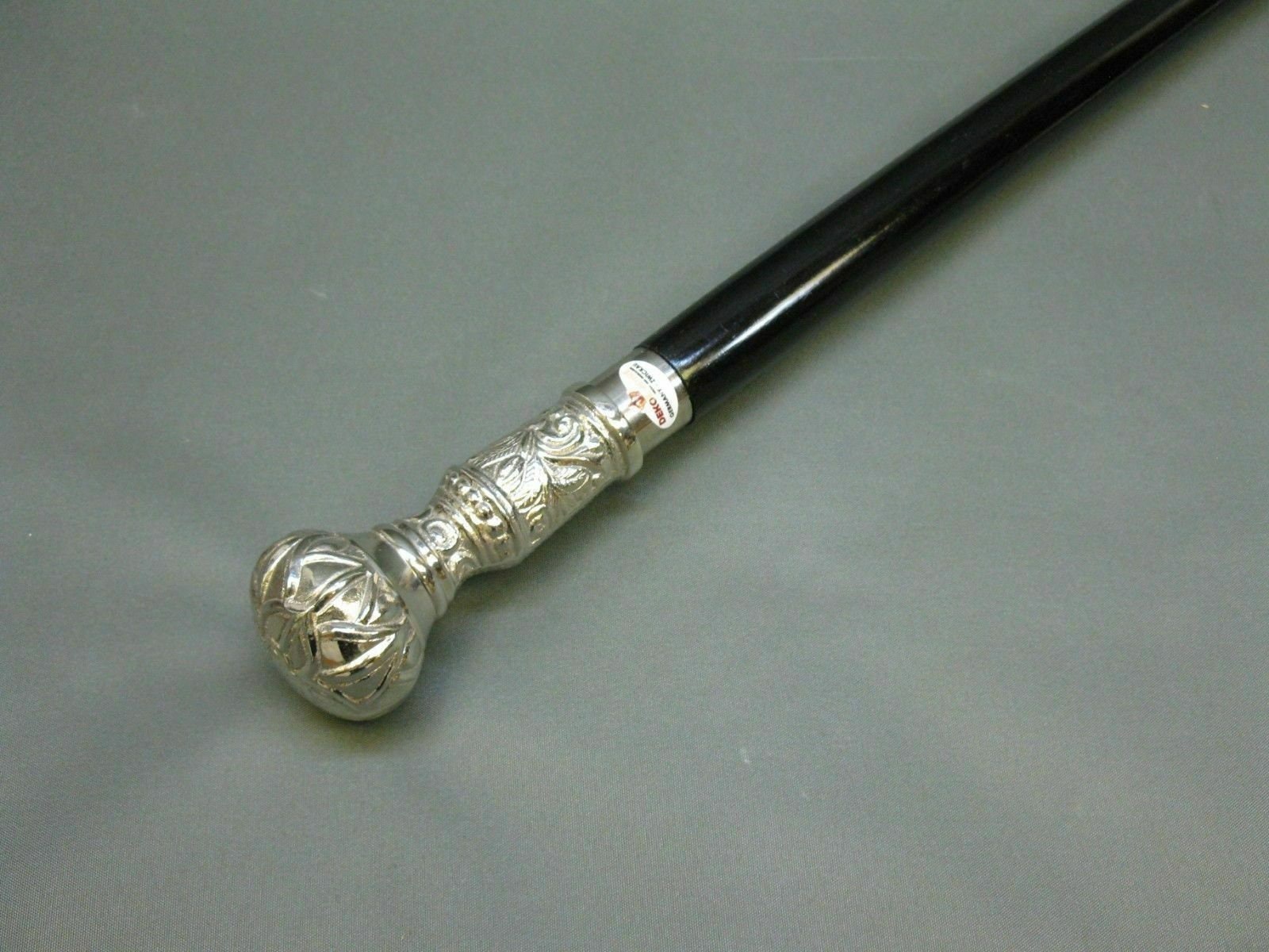 Silver Round Knob Walking Stick Brass Handle Wood Wave Etsy