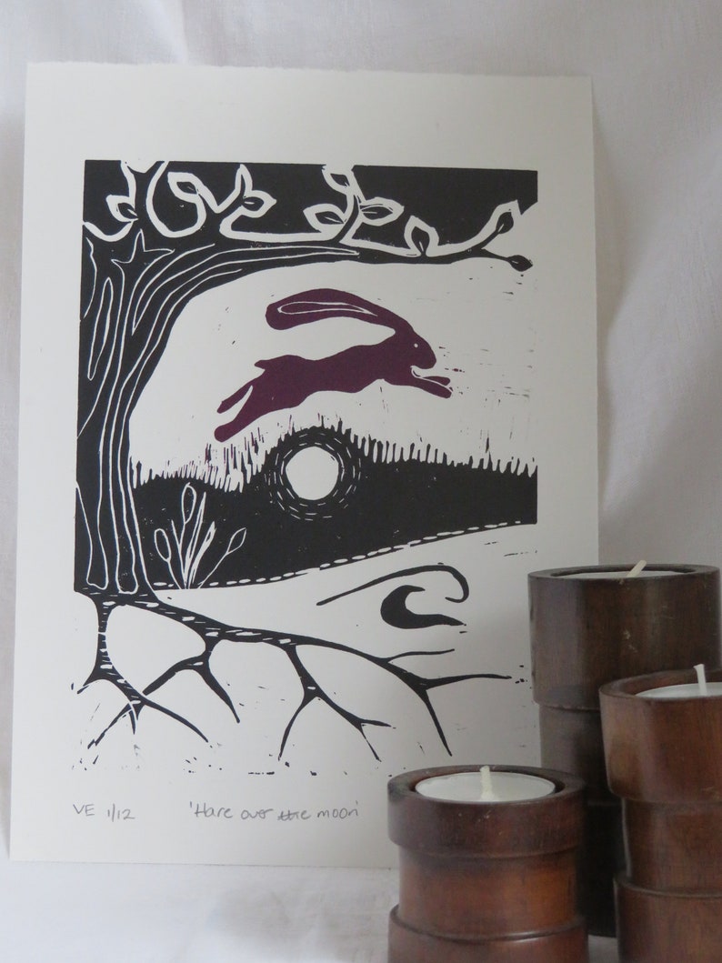 Hare Over the Moon - Etsy