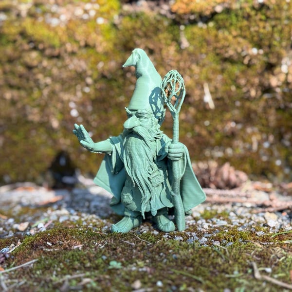 3D Printed Garden Gnome: Fantasy Yard Art, 5in PLA Protector