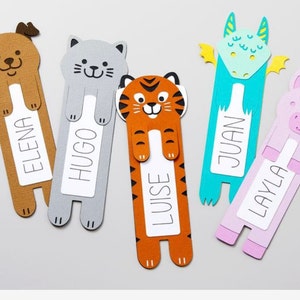 Marque-page animal personnalisé | Adorables signets pour enfants | Cadeau pour fêtes d'enfants | Matériel de lecture pour enfants | Fournitures pour la rentrée