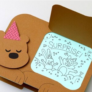 Porte-cartes cadeau perforé ours | Porte-cartes cadeau d'anniversaire pour enfants | Porte-cartes cadeau animal | carte-cadeau fête d'enfants | Carte cadeau détachable