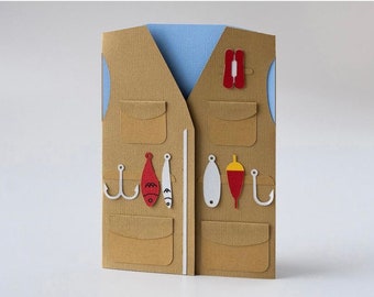 Fishing vest card | Card for him | Father’s Day card | Card for dad | Best dad card | Card for father | Fishing birthday invitation