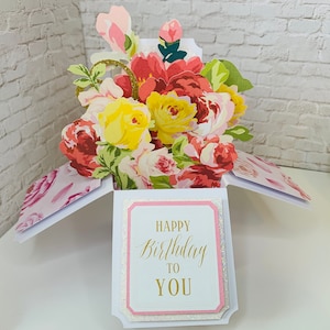 Carte de joyeux anniversaire | Carte d'anniversaire florale | Carte pop-up joyeux anniversaire | Carte d'anniversaire colorée unique | cadeau d'anniversaire spécial