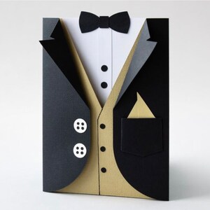 Carte Gilet de smoking | Carte pour lui | Carte d'enterrement de vie de jeune fille | Carte pour marié | Carte de meilleur homme | Carte de mariage | faire-part de fête chic |