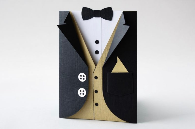 Tuxedo Vest card Card for him Bachelor party card Card for groom Best man card Card for wedding classy party invitation image 1