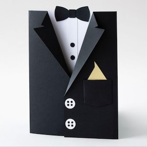 Carte veste de smoking | Carte pour lui | Carte d'enterrement de vie de jeune fille | Carte pour marié | Carte de meilleur homme | Carte de mariage | faire-part de fête chic |