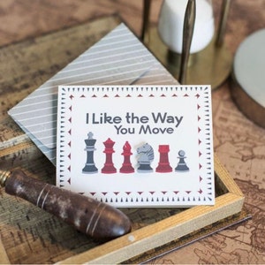 J'aime votre façon de bouger | jolie carte pour petit ami | carte d'échecs pour petite amie | carte d'anniversaire pour elle | carte d'anniversaire pour lui