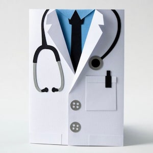 Kaart doktersjas | Bedankkaart voor dokter | Kaart voor ziekenhuispersoneel | Bedankt voor de verpleegkundige | Kaart voor essentiële werknemers |