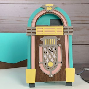 Jukebox-kaart | Speciale kaart voor papa | Unieke kaart voor Vaderdag | Vintage kaart voor vriendje | Retro kaart voor vriendin | Verjaardagskaart