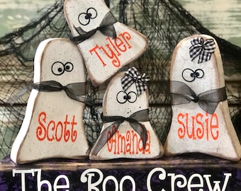 Personalized Ghost Family,"The Boo Crew",Personalized Halloween,Farmhouse Halloween,Custom Halloween,Farmhouse Ghost,Farmhouse Fall Decor