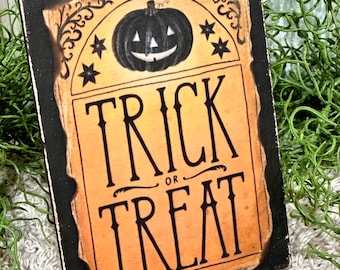 Trick Or Treat Decor,Farmhouse Halloween,Vintage Halloween,Pumpkin Halloween,Rustic Halloween,Primitive Halloween, Tiered Tray Halloween
