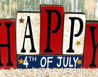 4th Of July Blocks,4th Of July Farmhouse Decor,Tiered Tray 4th Of July,Americana Decor,July 4th Decor,Farmhouse Decor Blocks