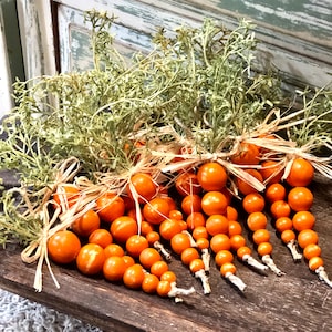Prim Carrots,Wood Bead Carrots,Easter Carrots Set of 4,Farmhouse Easter,Easter Ornaments Spring Tiered Tray,Spring Bowl Filler,Rustic Easter