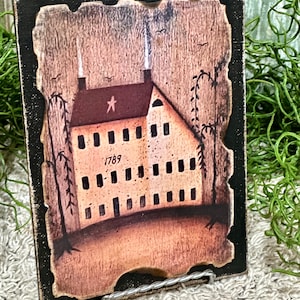 Saltbox House Sign,Primitive Farmhouse Sign,Colonial Decor, Farmhouse Decor,Primitive Folk Art,Print On Canvas,Rustic Farmhouse