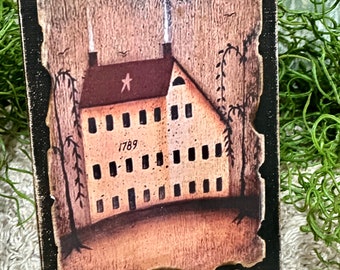 Saltbox House Sign,Primitive Farmhouse Sign,Colonial Decor, Farmhouse Decor,Primitive Folk Art,Print On Canvas,Rustic Farmhouse