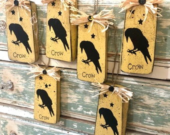 Primitive Crow Sign,Primitive Black Crow/Raven,Rustic Raven,Tiered Tray Crow,Farmhouse Crow,Halloween Crow,Halloween Raven