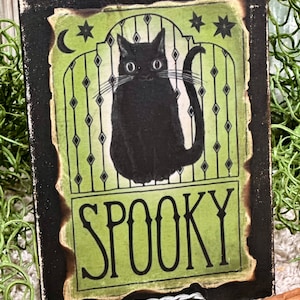 Spooky Decor,Farmhouse Halloween,Vintage Halloween,Black Cat Halloween,Rustic Halloween,Primitive Halloween, Tiered Tray Halloween