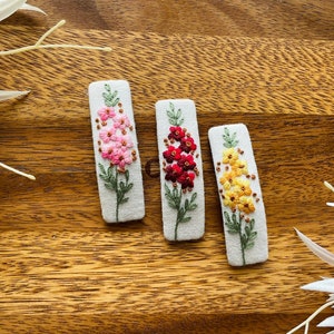 Florals design embroidered hair clips 7cm|m| Hair accessories for women | Unique gift for teen, women | handmade | Aussie made