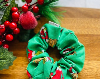 The Grinch themed Christmas Scrunchy | Hair tie| Unique gift for teen, women | Large size | Cotton Scrunchy | Christmas gift ideas