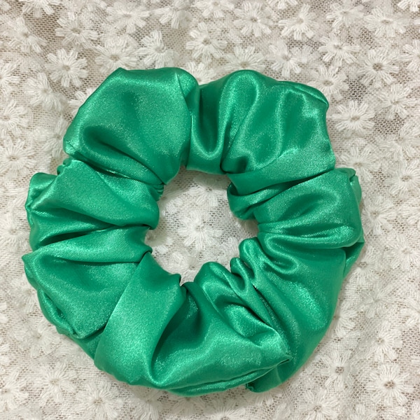 St. Patricks day Scrunchy, Green Satin Scrunchy | Patricks day hair tie | Handmade| Hair tie| Hair Accessories | Satin Scrunchie