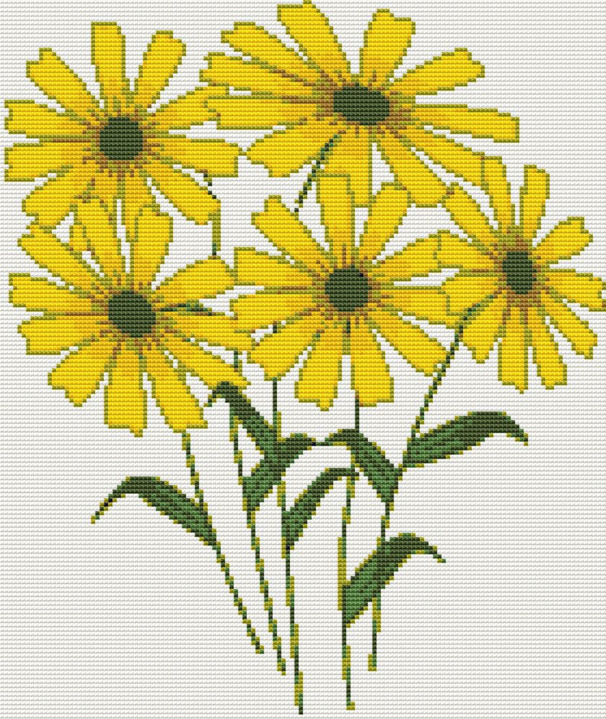 Daisies Cross stitch Pattern Easy PDF down load Instant Down Etsy