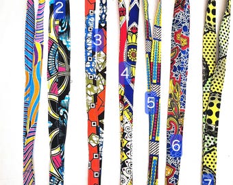 Nurse neck strap, professional badge holder, caregiver badge, badge lanyard in colorful wax fabrics.