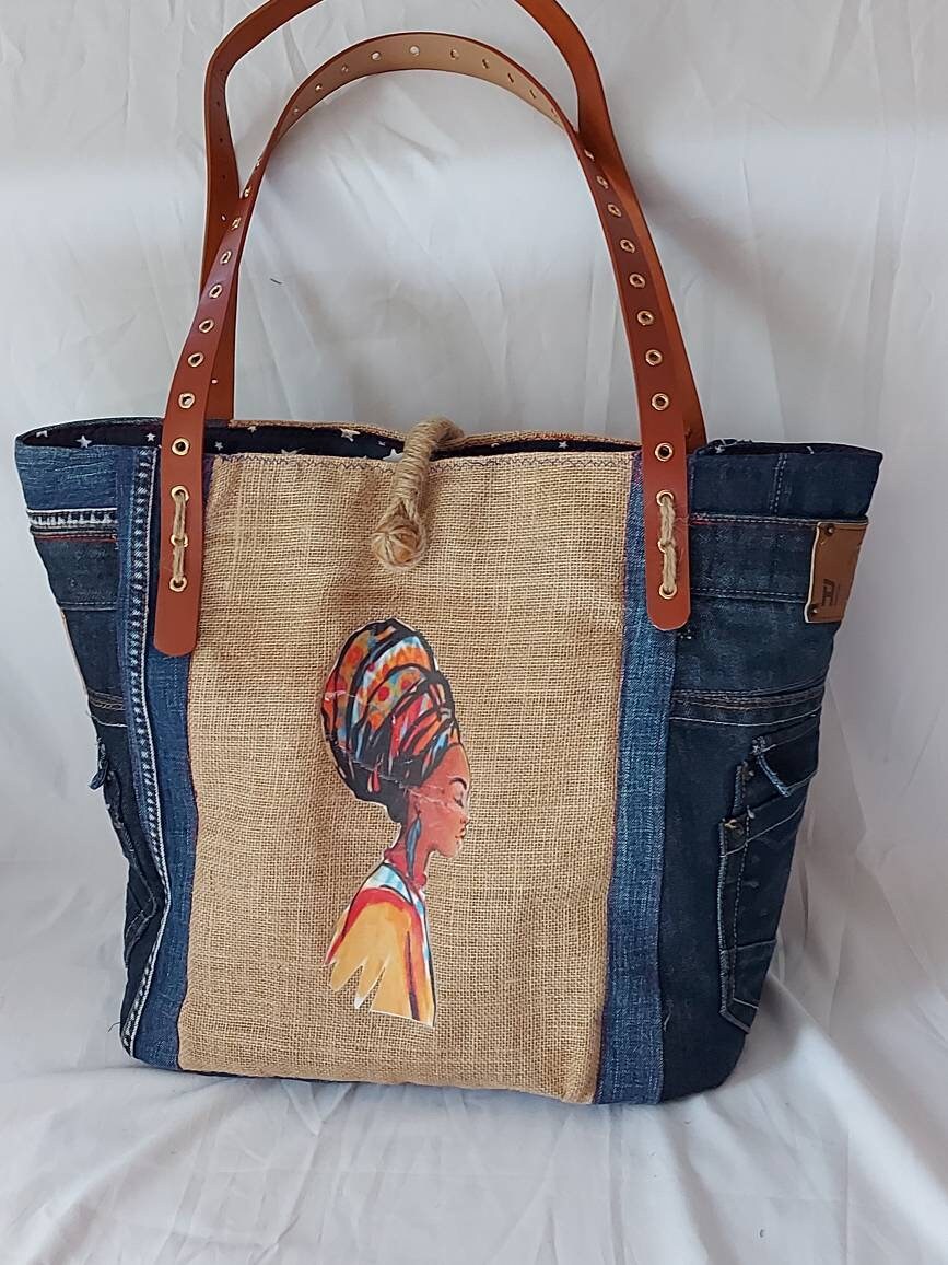 2way Drawstring 本革camel× denim × jute 2way Drawstring 本革Camel