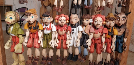 Marionnette Pinocchio en bois nostalgique faite à la main - Bois