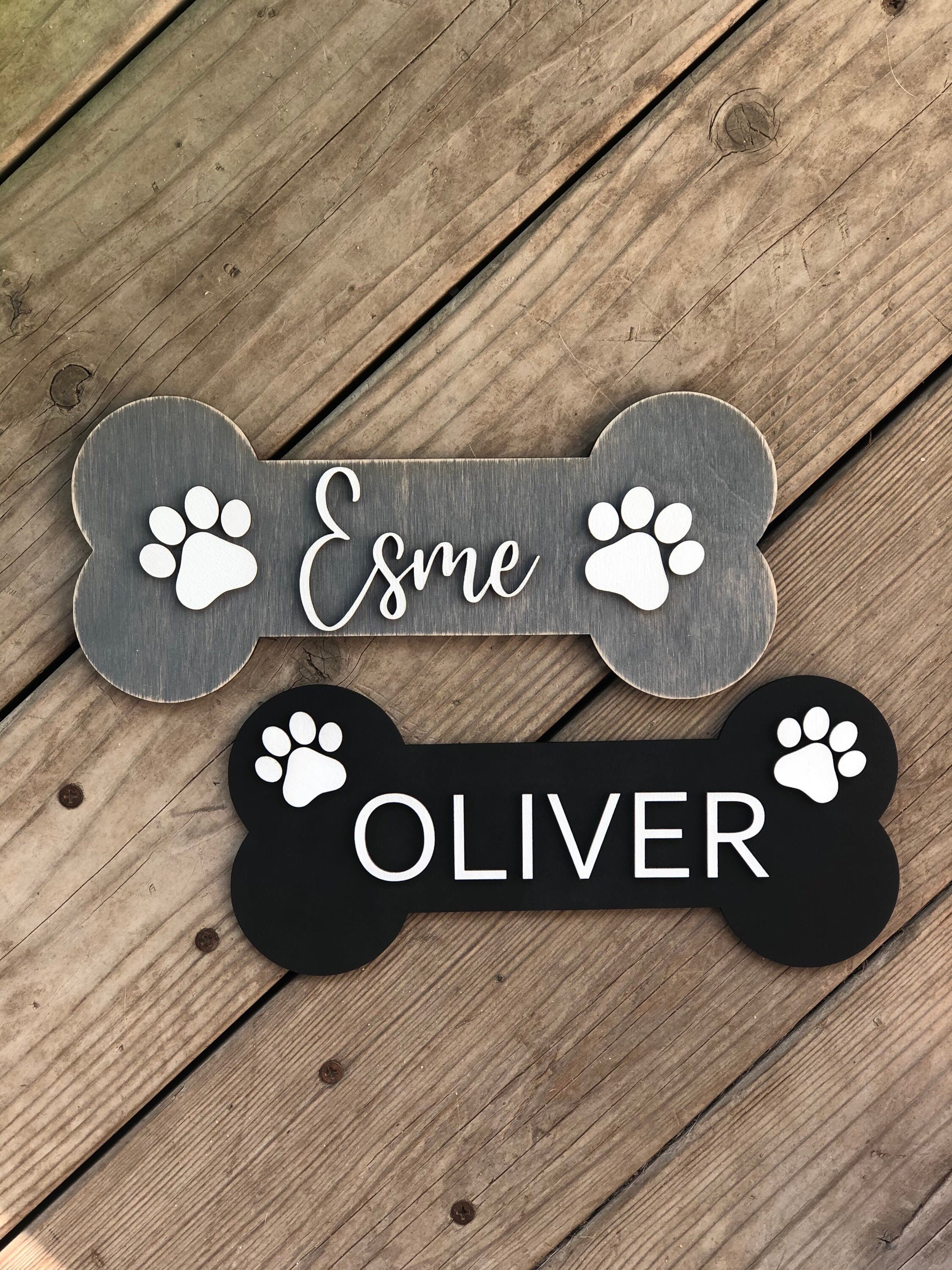 Dog Bone with Name Dog Name Sign Dog Name Plate for Wall Etsy