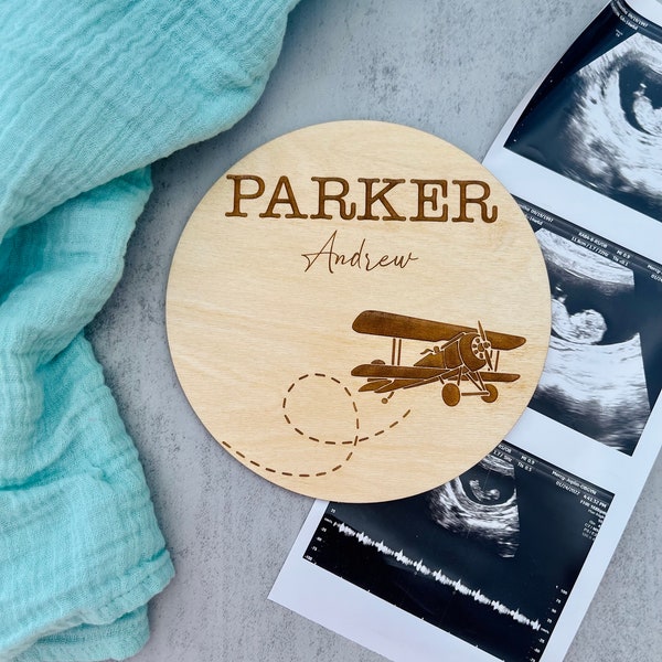 Airplane Baby Name Announcement, Plane Baby Name Sign for Hospital, Baby Photo Props, Airplane Theme Baby Gift, Baby Boy Baby Shower Gifts