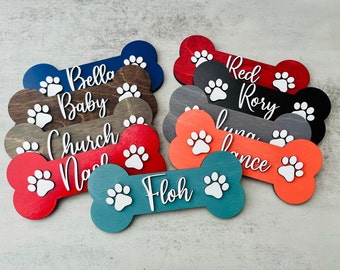 Dog Bone with Name, Dog Name Sign, Dog Name Plate for Wall, Personalized Dog Gifts, Dog Wall Decor, Dog Food Sign, Dog Tiered Tray Decor
