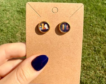 Ghost Stud Earrings, Halloween Jewelry, Book Lover Earrings, Spooky Jewelry, Fall Earrings, Ghost Book Earrings, Bookish Accessories