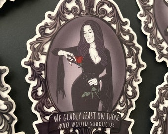 Morticia Addams sticker, Addams Family Sticker, Halloween Movies, Horror Stickers, Illustrations