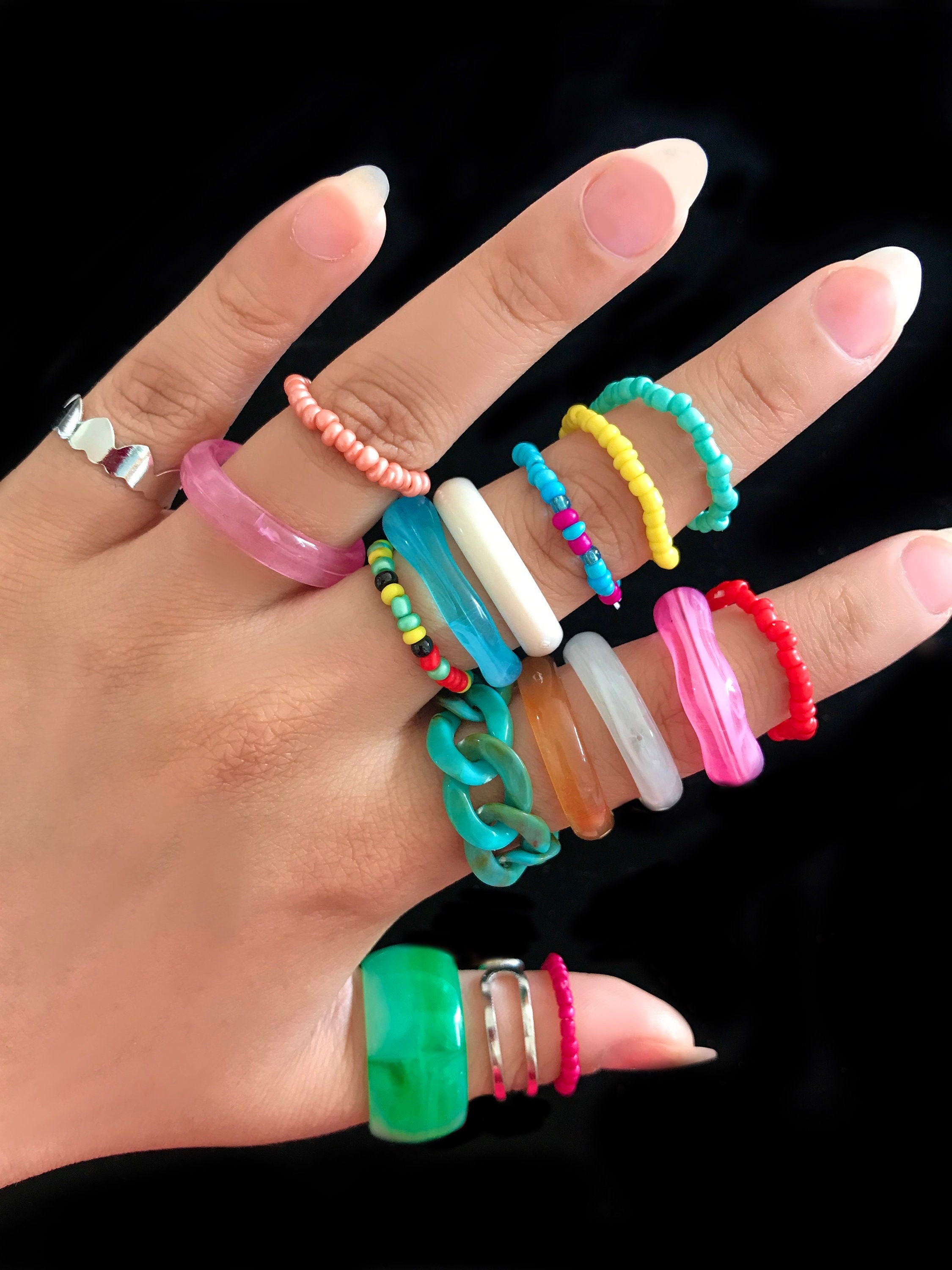 Chunky Rings trendy tiktok colourful rings set Same day Etsy