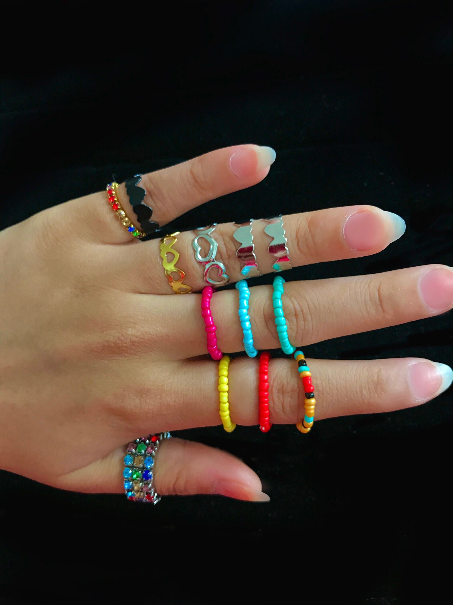 Rhinestone Rings trendy tiktok colourful rings set Same day Etsy
