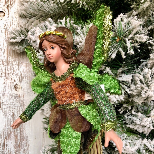 10" Green Fairy - embellishment for wreaths, centrepieces, swags, garlands, trees, sleighs - holiday decor, ornamental add-on