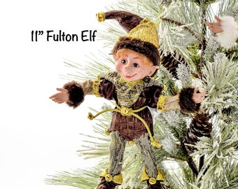 Fulton Posable Elf 11"- embellishment for wreaths, centrepieces, swags, garlands, trees, sleighs - holiday decor, ornamental add-on