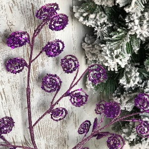 6-pack 27&quot; Purple Glitter Swirl Spray (stem for floral arrangements, wreaths, swags, garlands, centrepieces, Christmas trees & home decor)