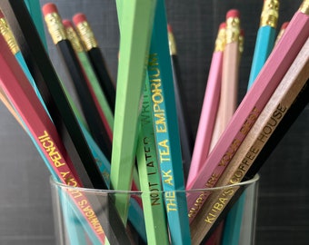 Custom Wood Pencils (Choose your colour mix). Personalized with eye-catching metallic foil. A fun, unique gift for any occasion.