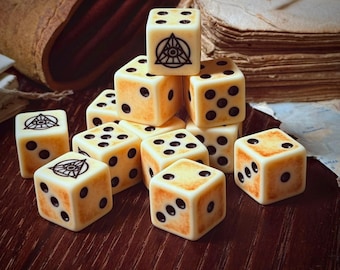 Dados de Raíz de Mandrágora D6 - Dados de Hueso Envejecido - Paquete de 12 - para Warhammer, TTRPG